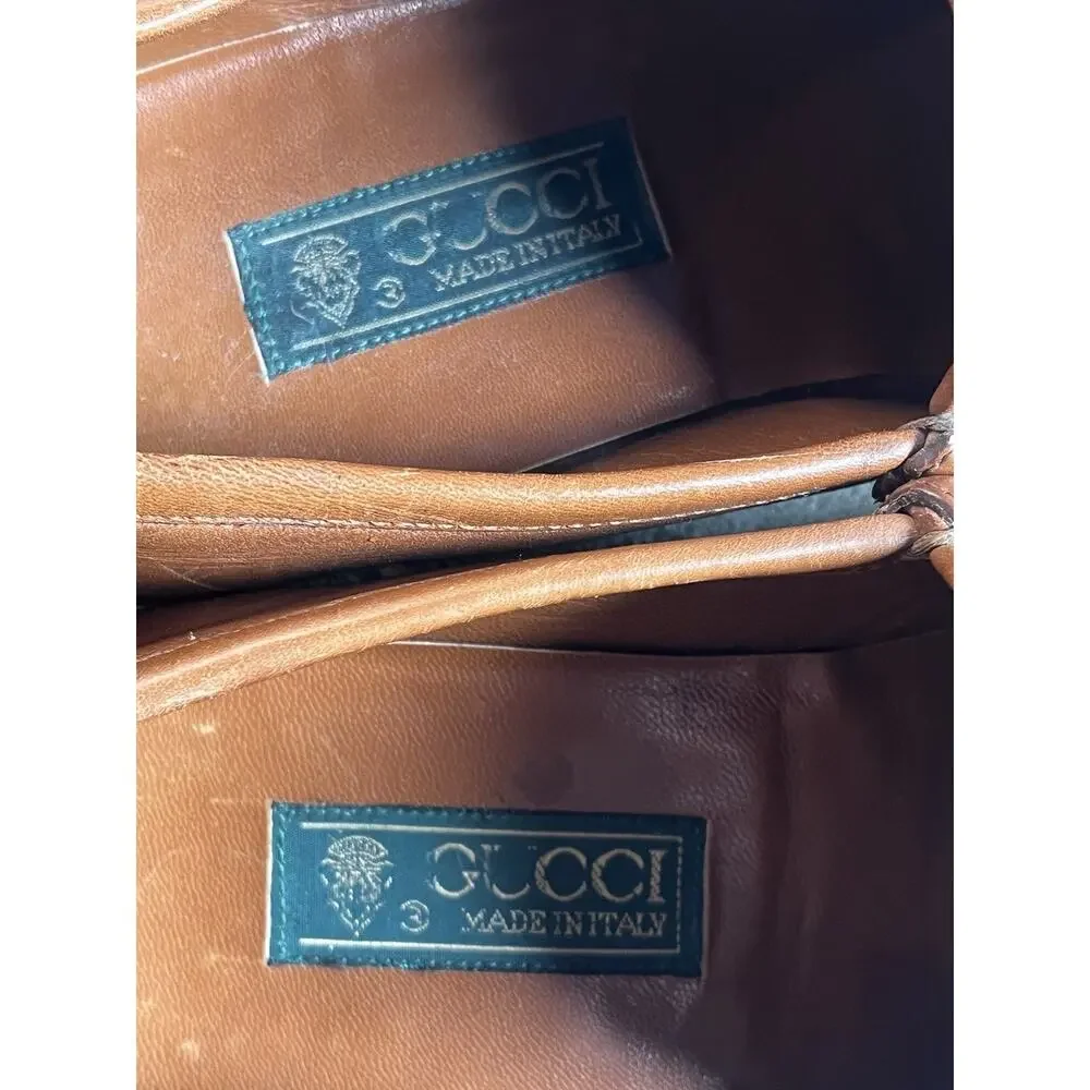 Vintage Gucci Mens 41D Horsebit Web Stripe Brown Leather Loafers Italy